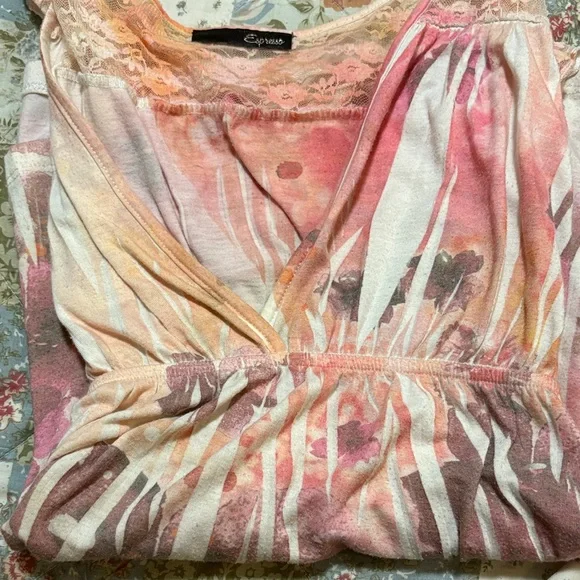 Espresso Women's Pink and Orange Abstract Blouse - Picture 2 of 3